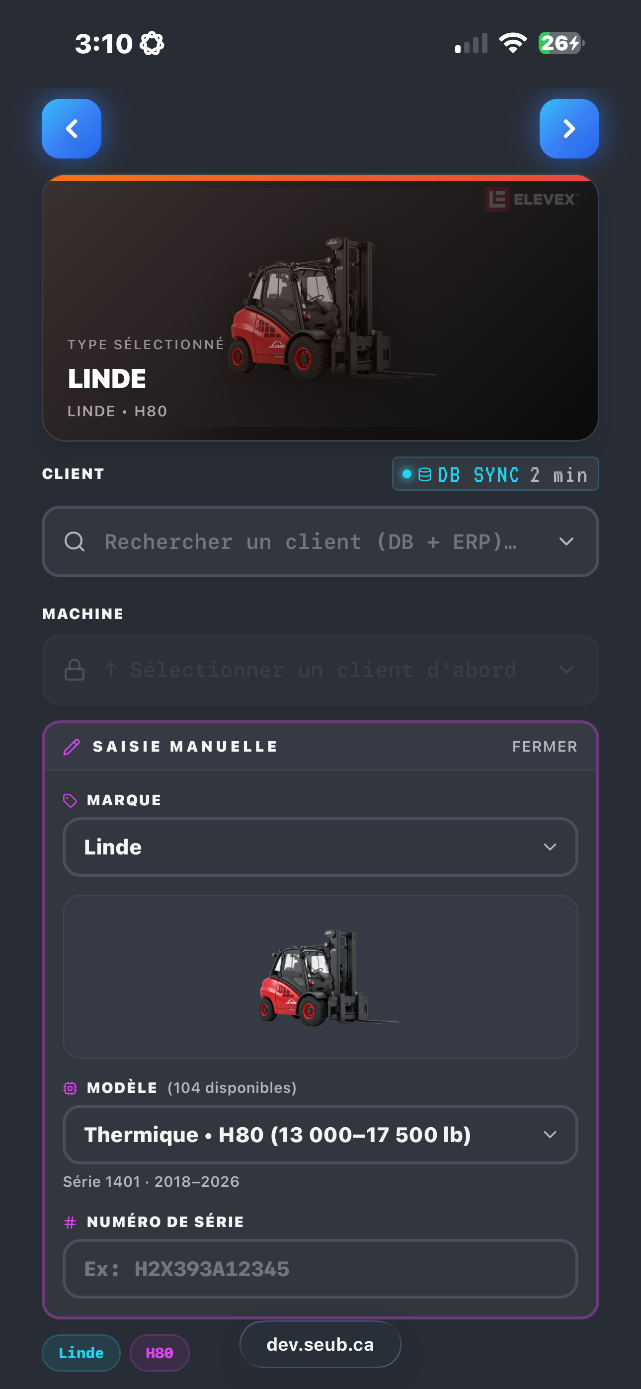 Vehicle / Client Select